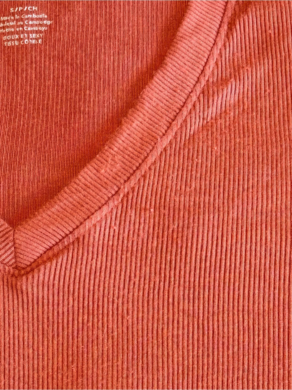American Eagle Soft & Sexy Ribbed V-Neck Tee Dusty Rose Terracotta Size Small - Picture 4 of 5